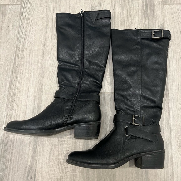 JustFab Tall Black Riding Boots Zip Up size 7 in Black - Picture 10 of 10